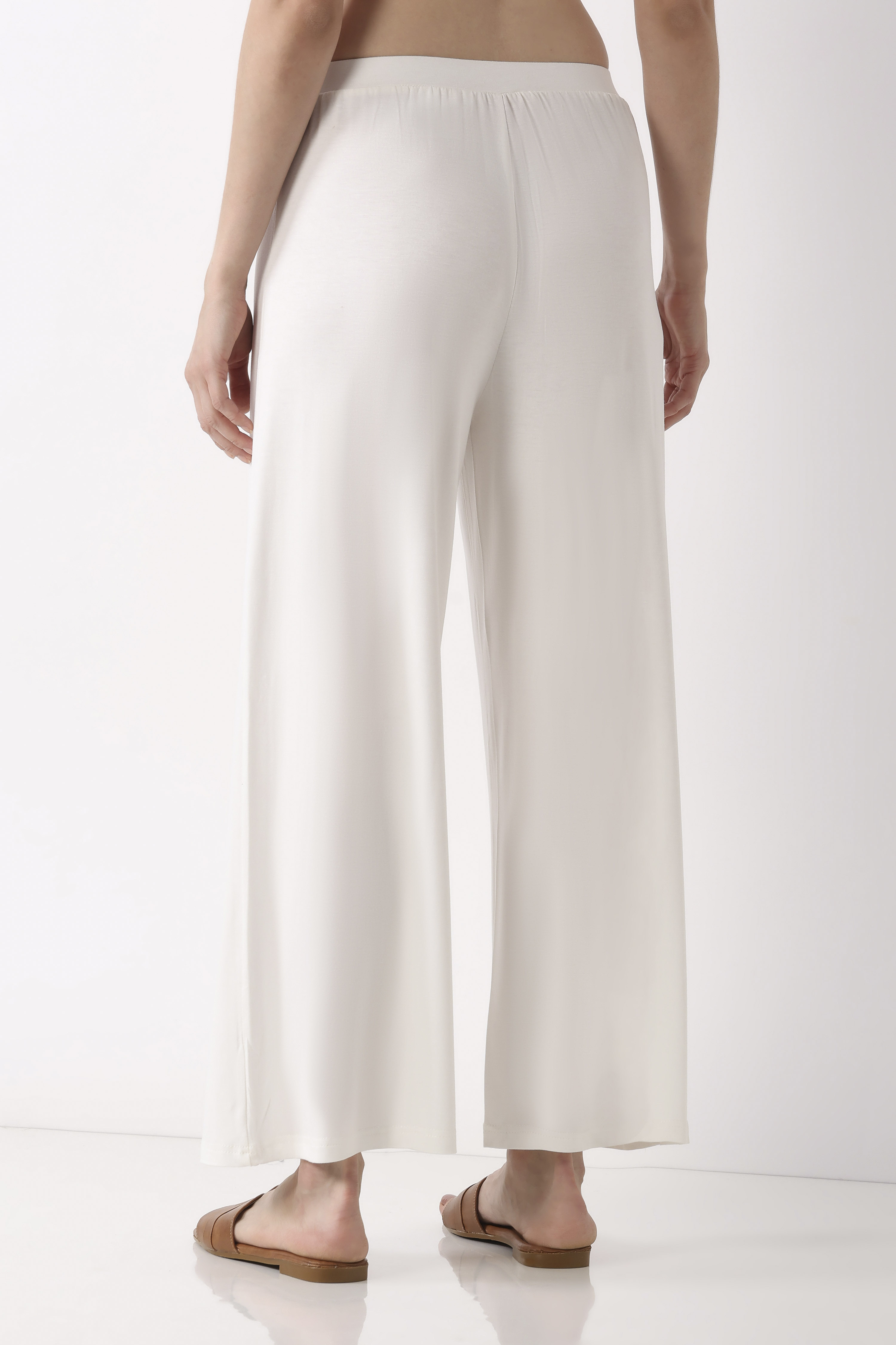 Black Viscose Lycra Relaxed Palazzos image number 5
