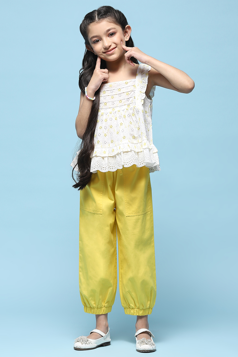 Yellow Cotton Twill Jogger Pants image number 0