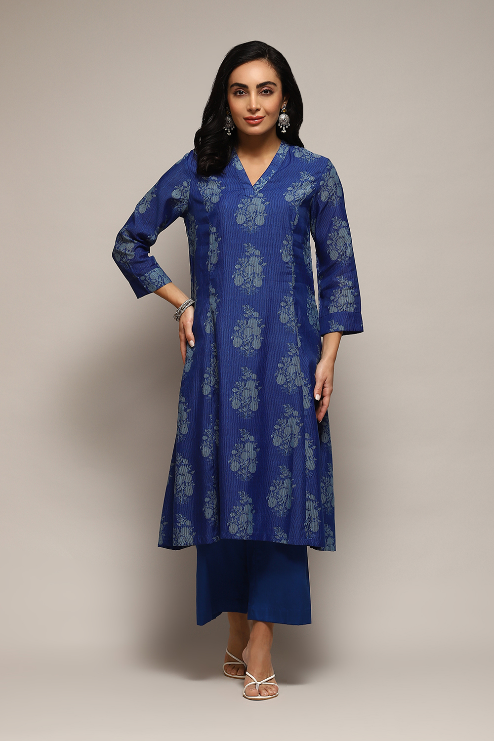 Green Polyester A-Line Printed Kurta Palazzo Suit Set image number 0
