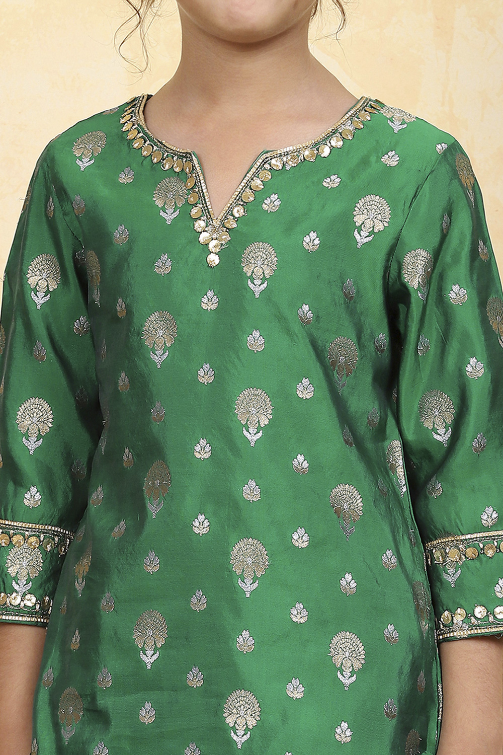 Green Art Silk Fitted Straight Co-ord Set image number 1