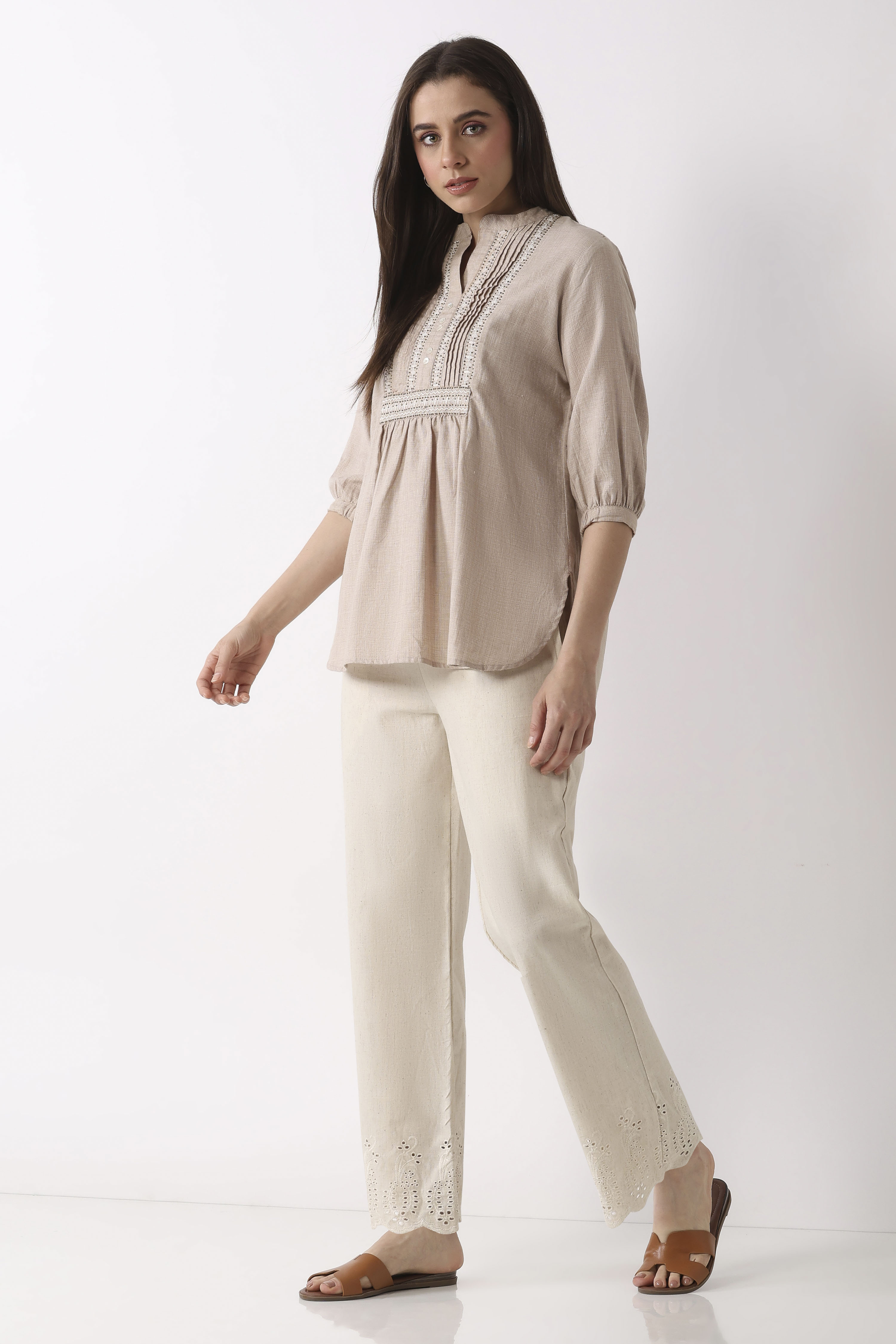 Black Cotton Blend Narrow Pant image number 7