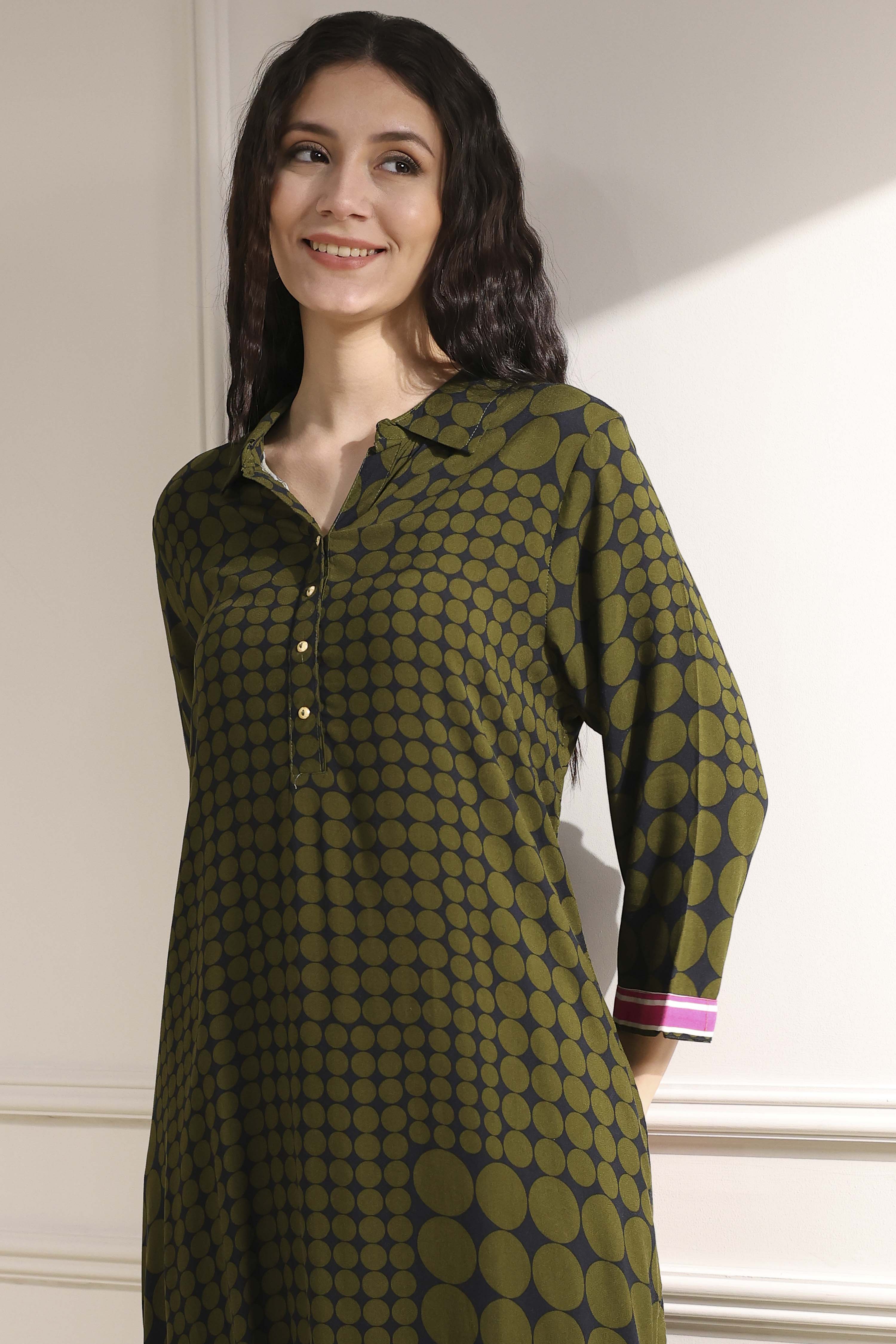 Indigo Blue Printed Straight Kurta image number 1