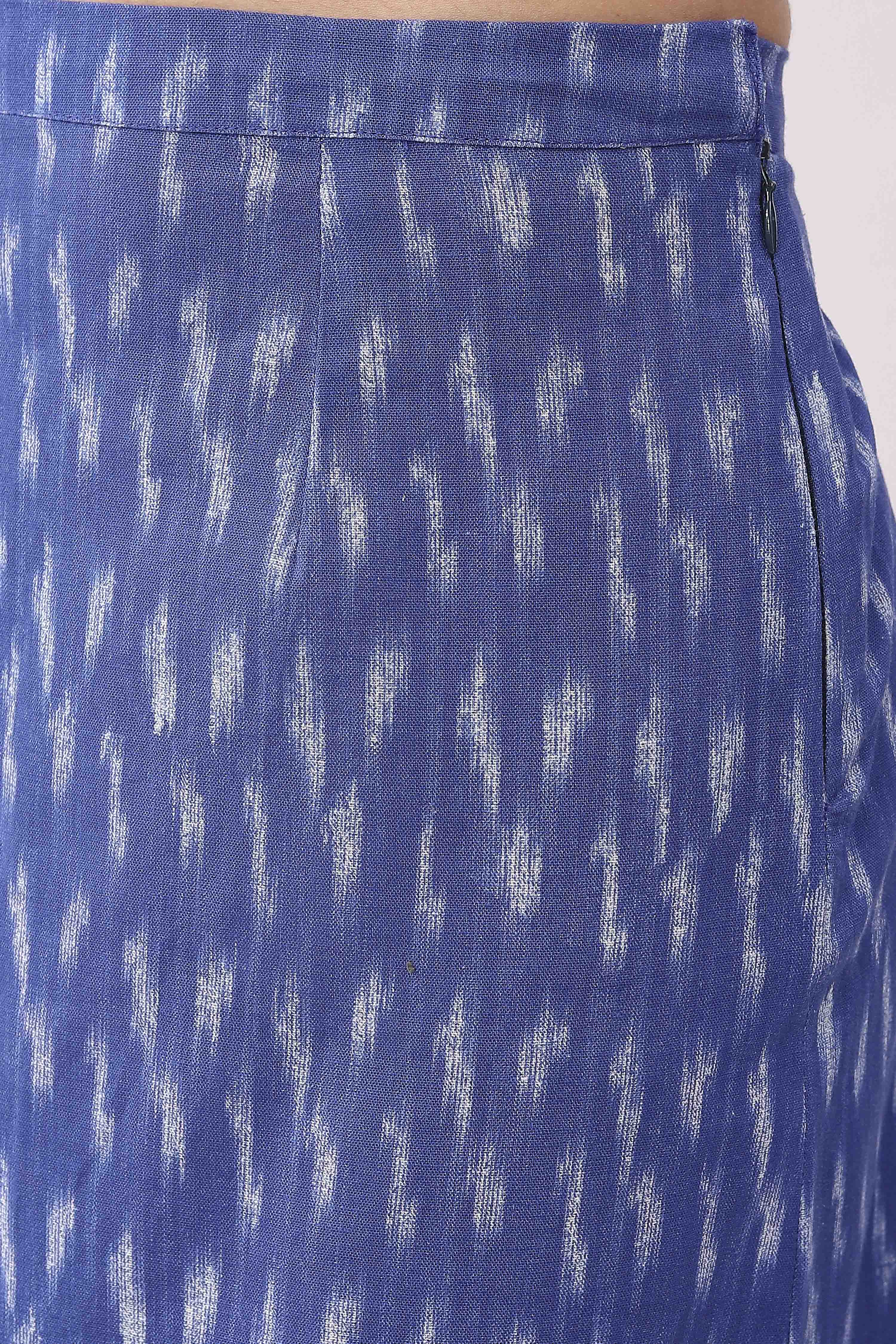 Royal Blue Cotton Abstrast Printed Maxi Skirt image number 1