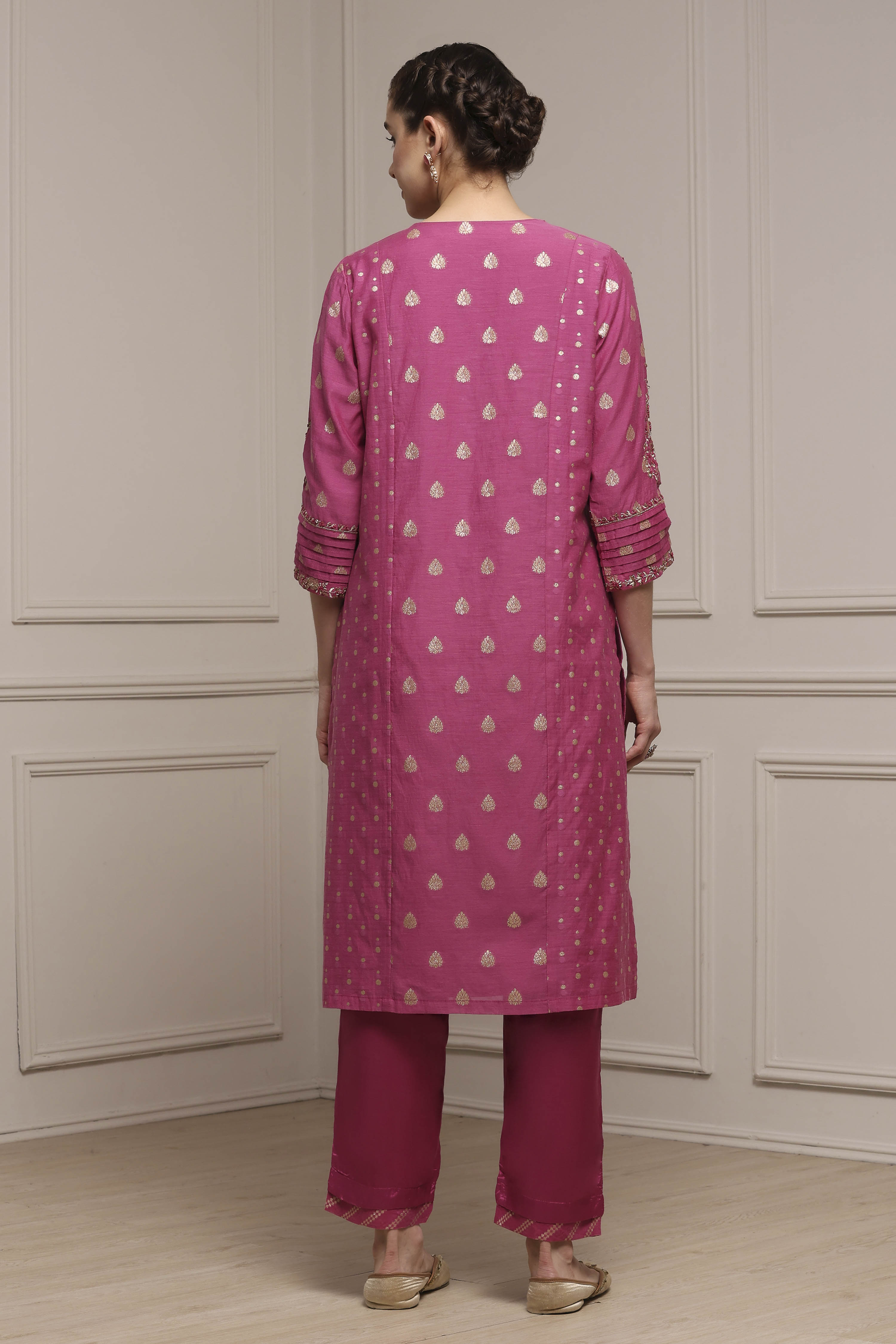 Lime Cotton Blend Printed Straight Suit Set image number 4
