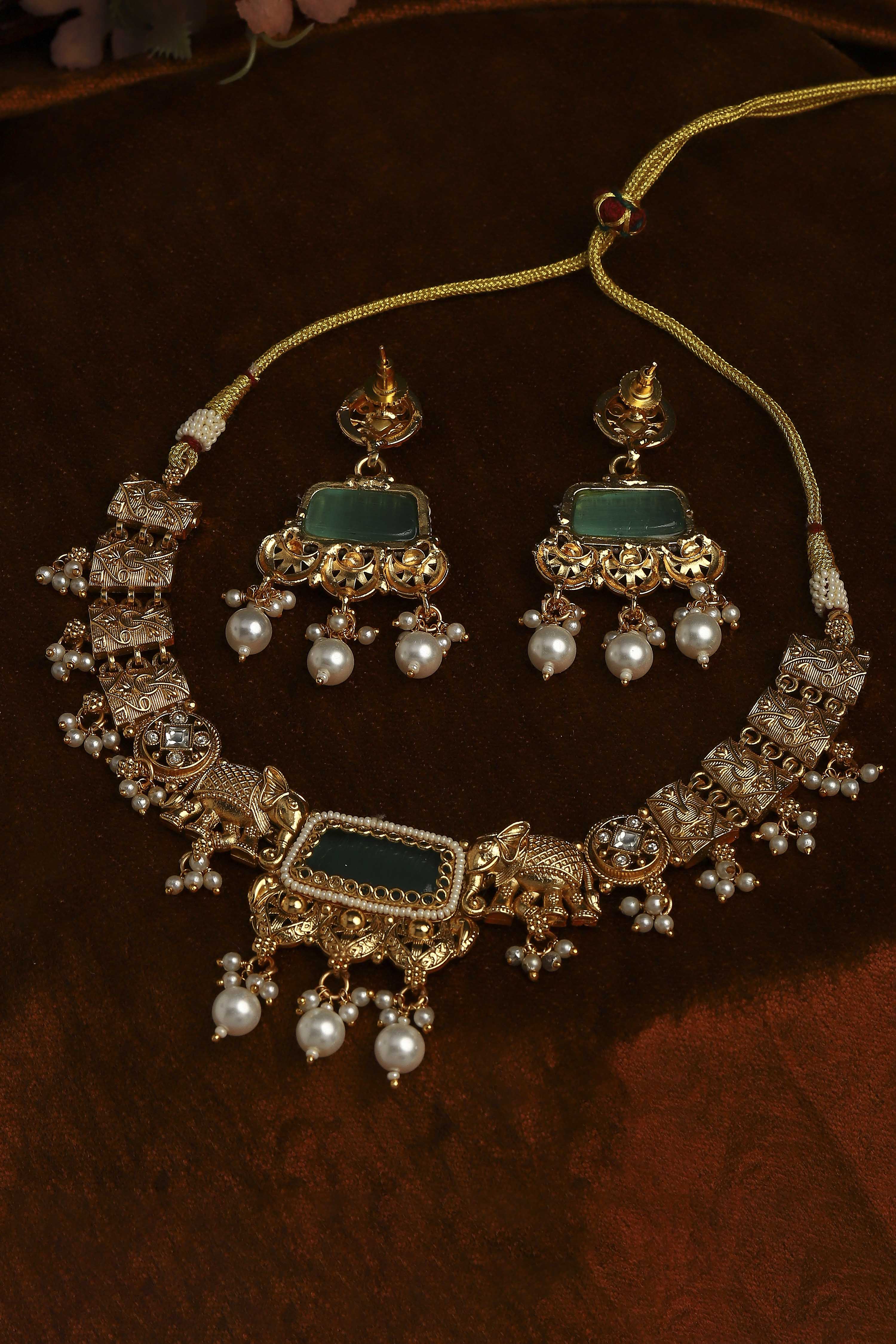 Mint Green Alloy Necklace Set image number 2