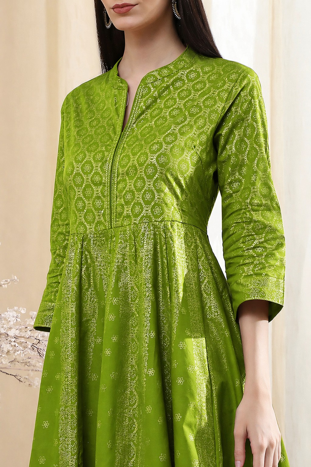 Lavender Cotton Layered Anarkali Dress image number 1