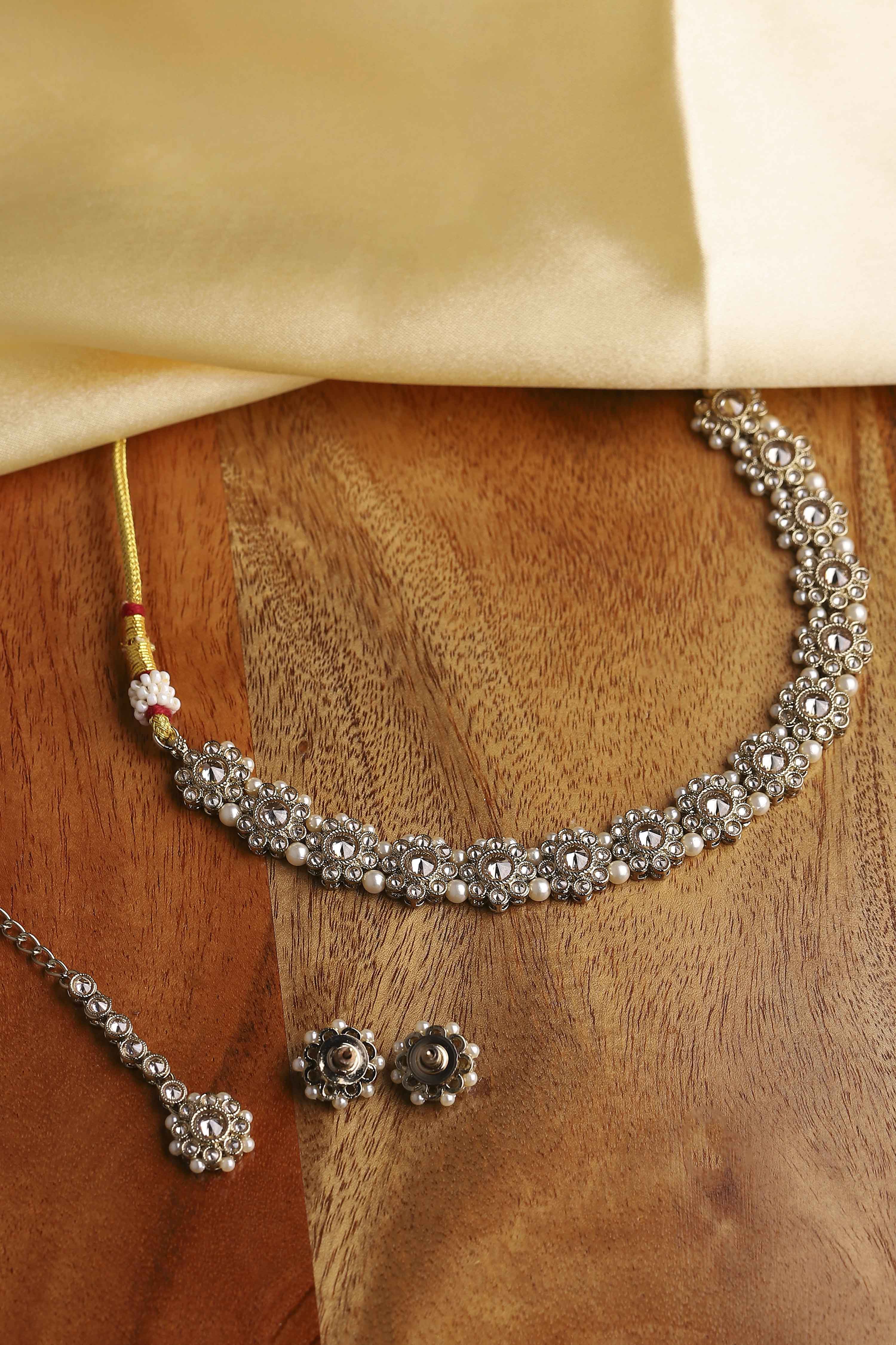 Champagne Alloy Necklace Set image number 2