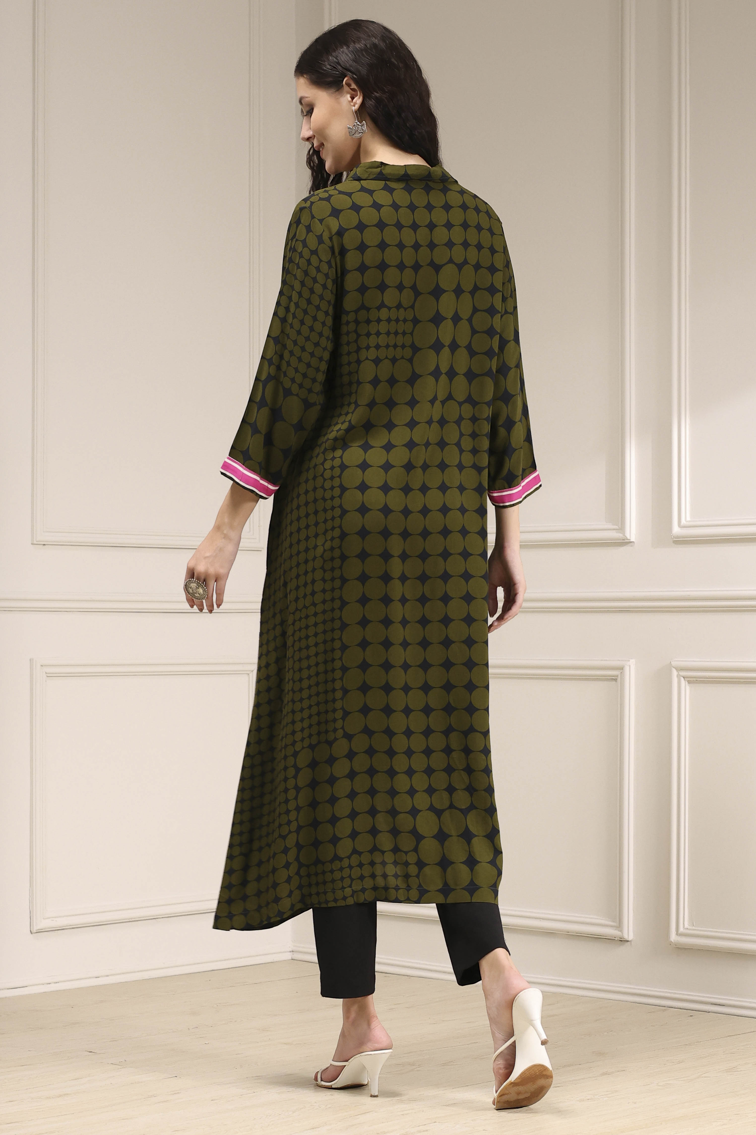 Indigo Blue Printed Straight Kurta image number 4
