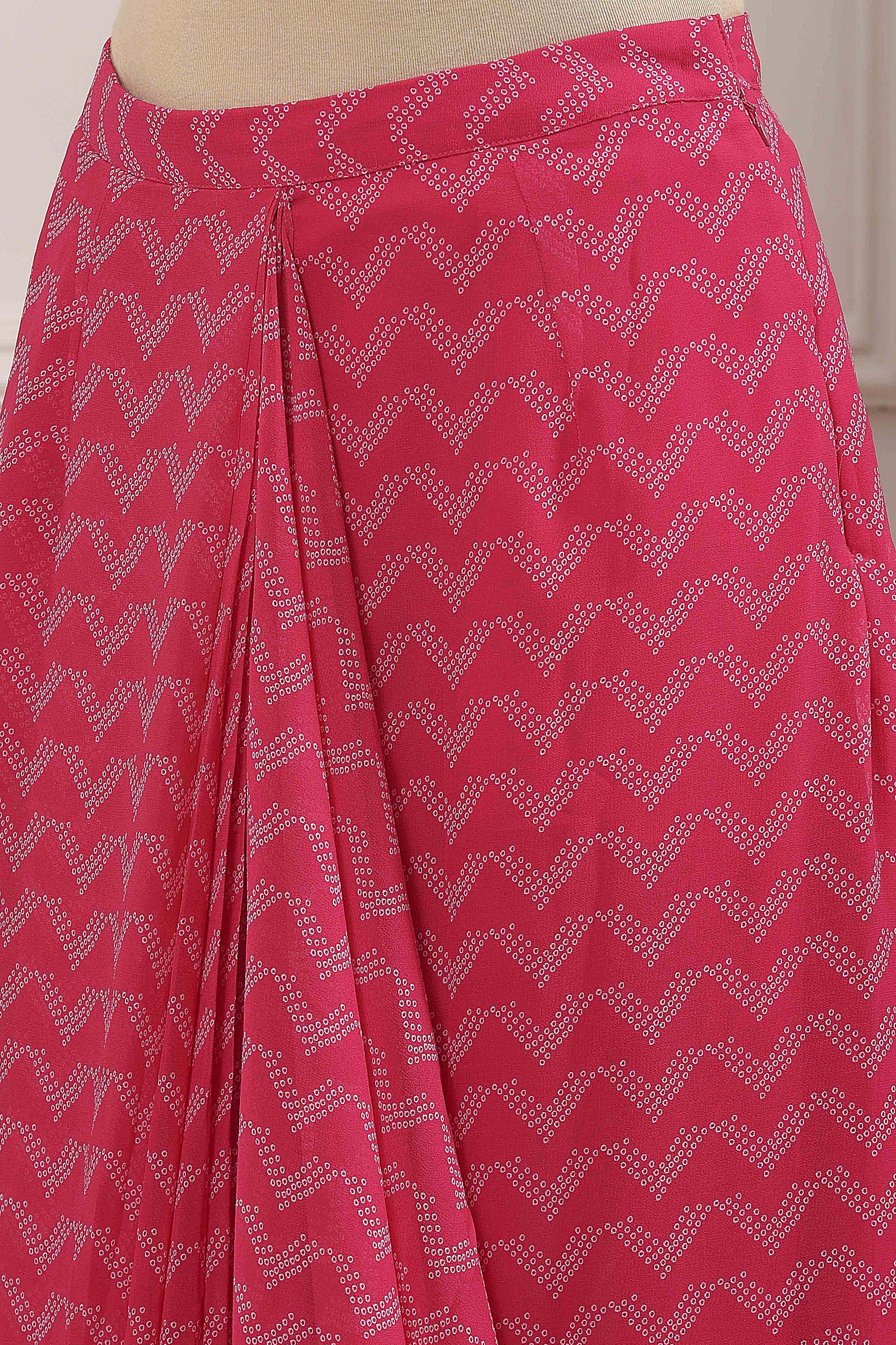 Pink Poly Georgette Printed Saree With Blouse image number 2