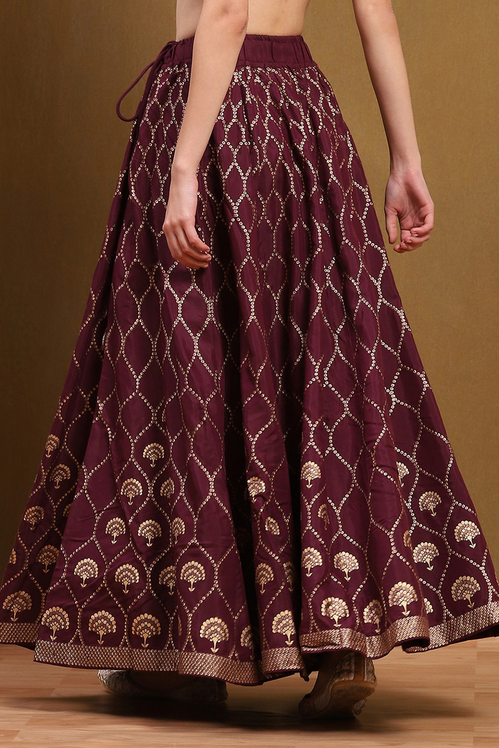 Black Shantoon Block Printed Festive Skirt image number 5