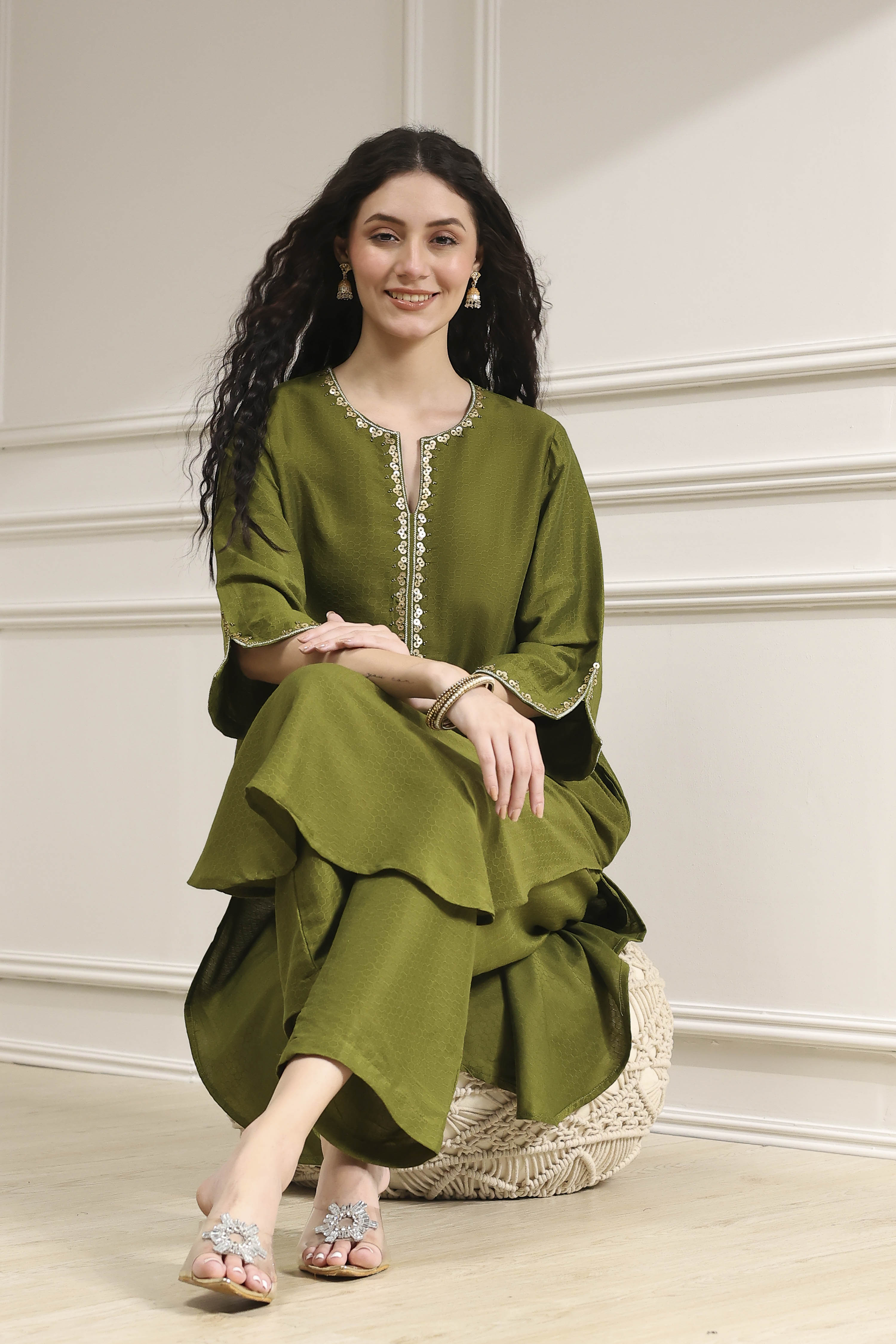 Indigo Blue Dyed Straight Kurta Set image number 0