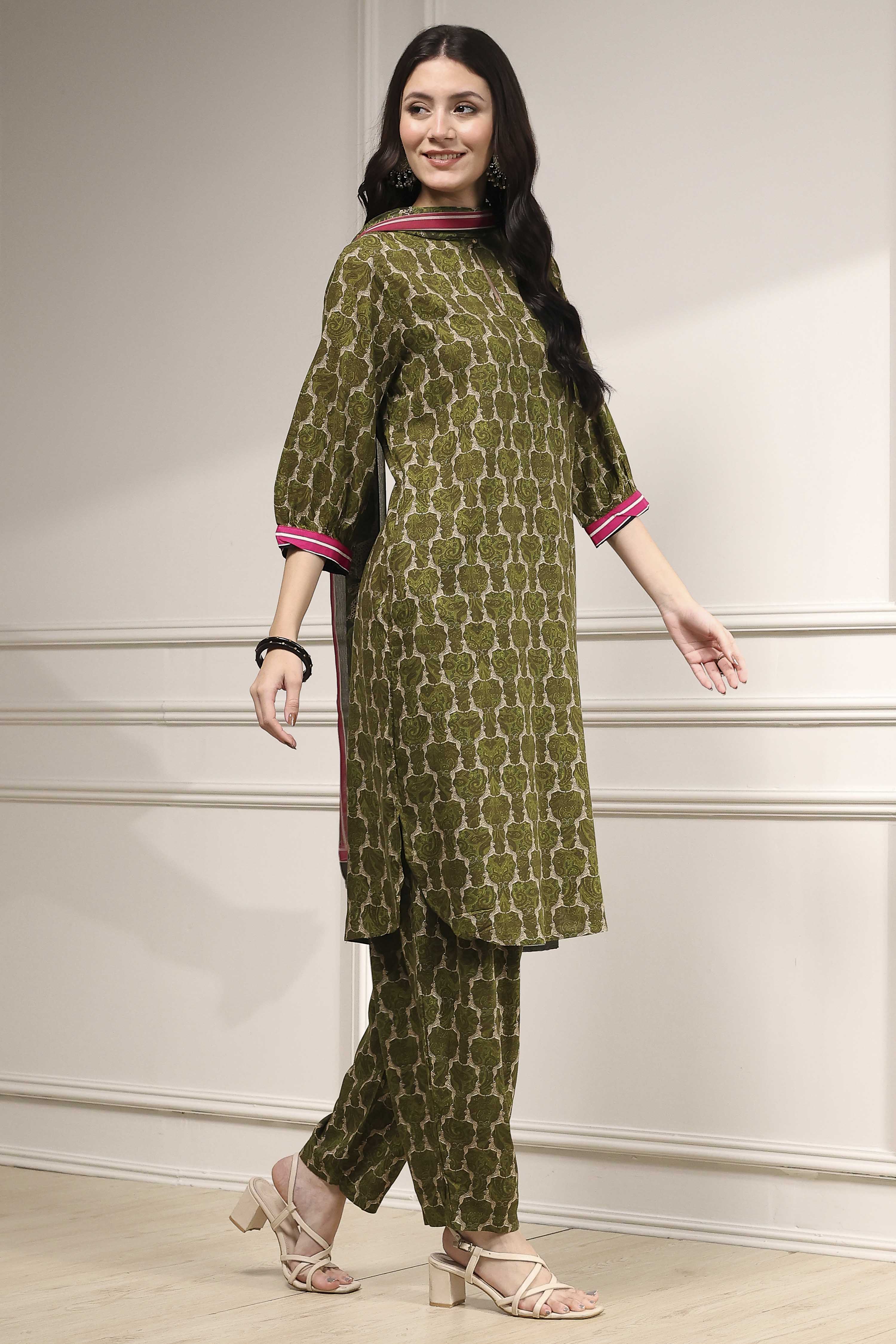 Indigo Blue Printed Straight Suit Set image number 5