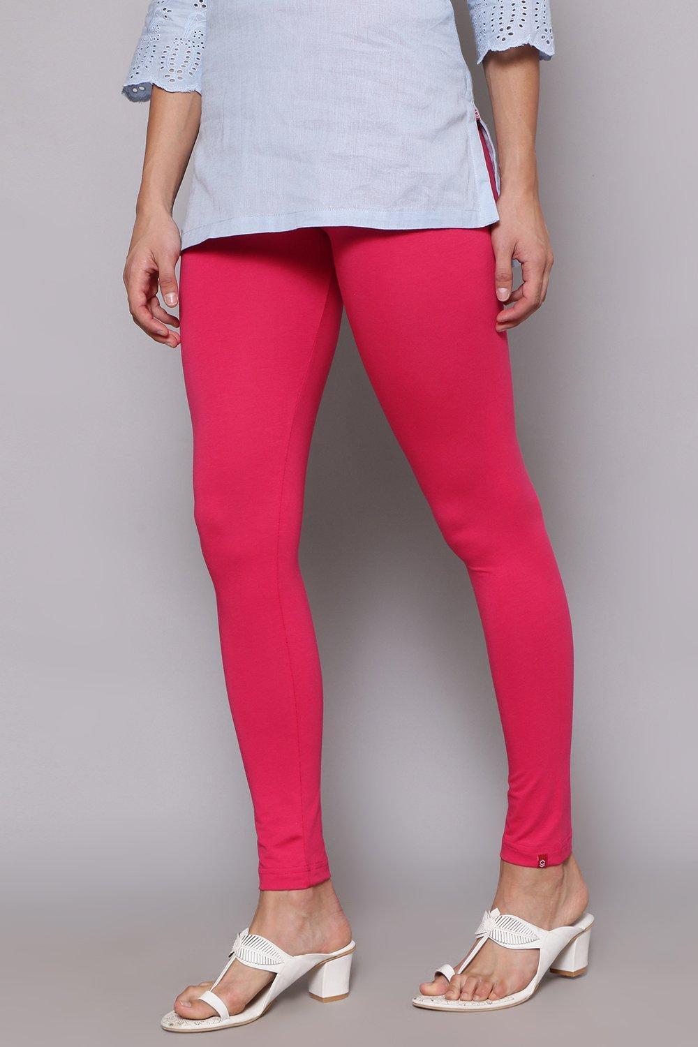 Black Cotton Blend Solid Leggings image number 2