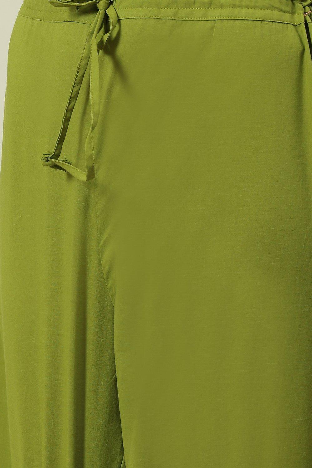 Mehndi Printed Cotton Straight Kurta Palazzo Suit Set image number 2