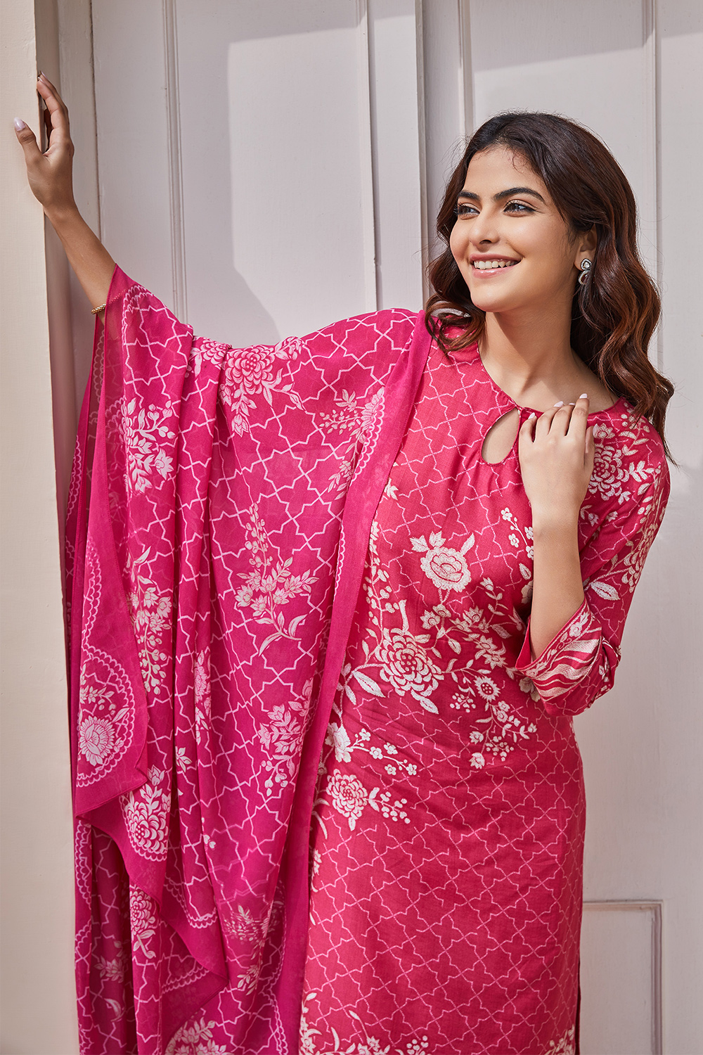 Indigo Rayon Straight Suit Set image number 0