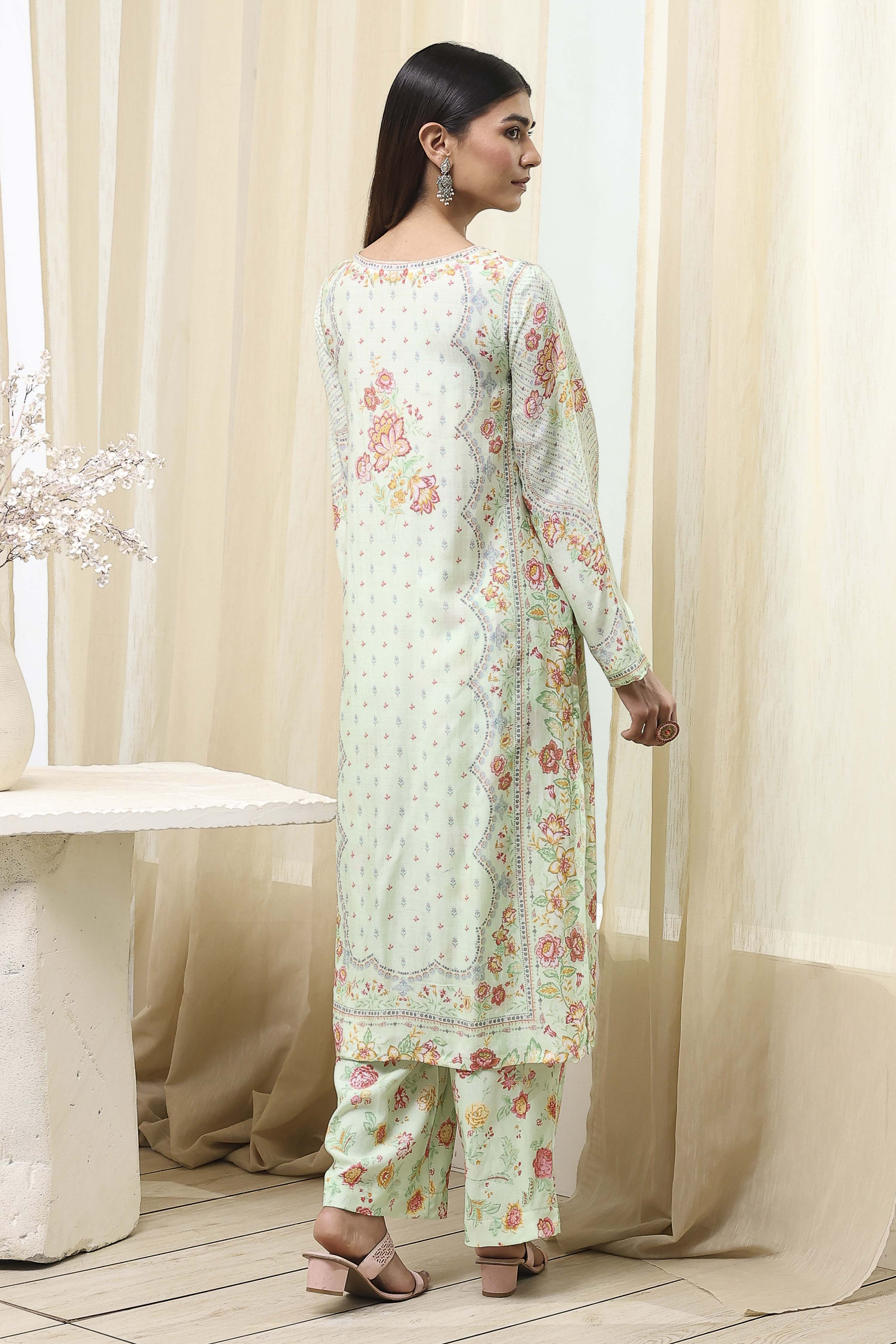 Purple Modal Blend Straight Suit Set image number 4