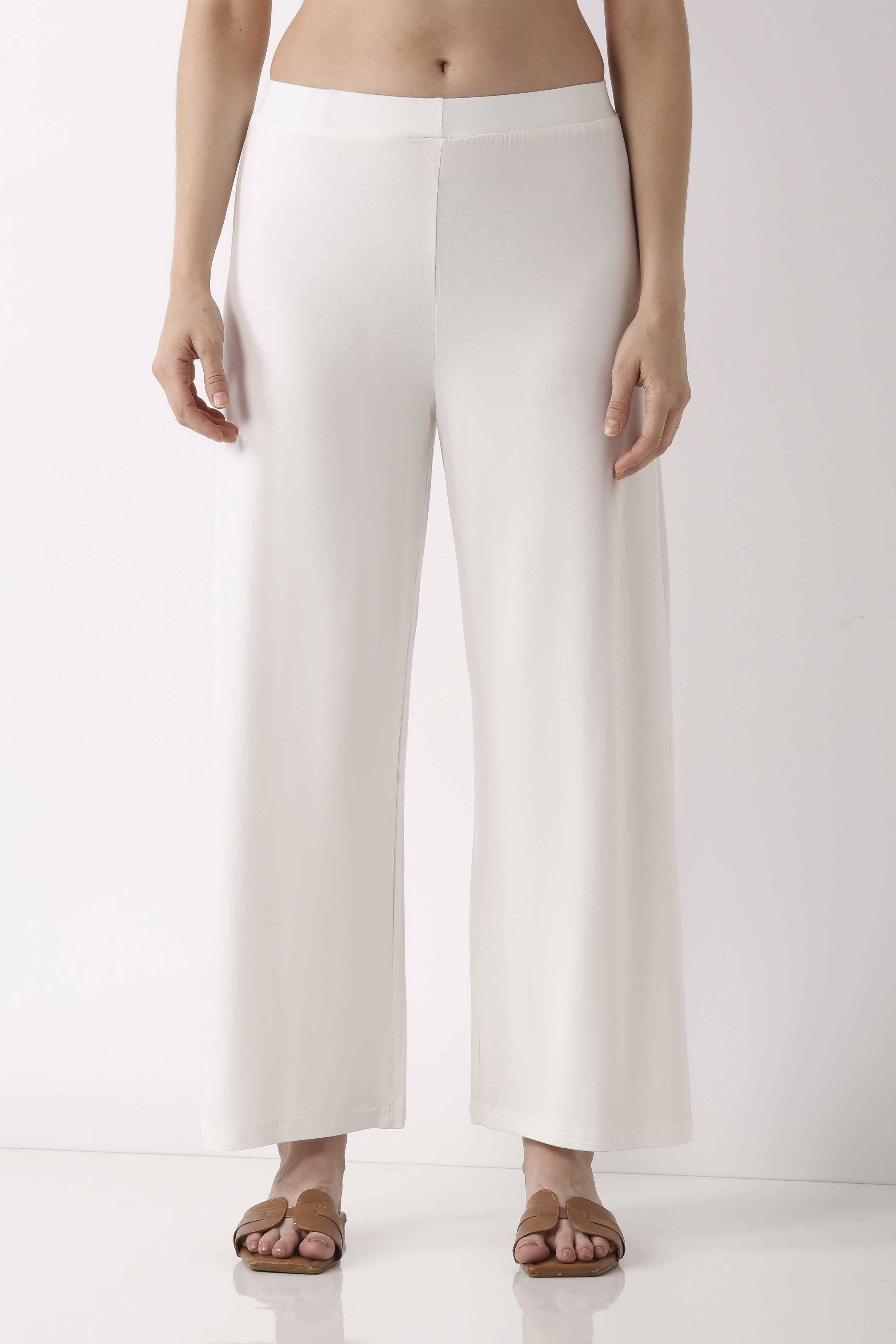 Black Viscose Lycra Relaxed Palazzos image number 4