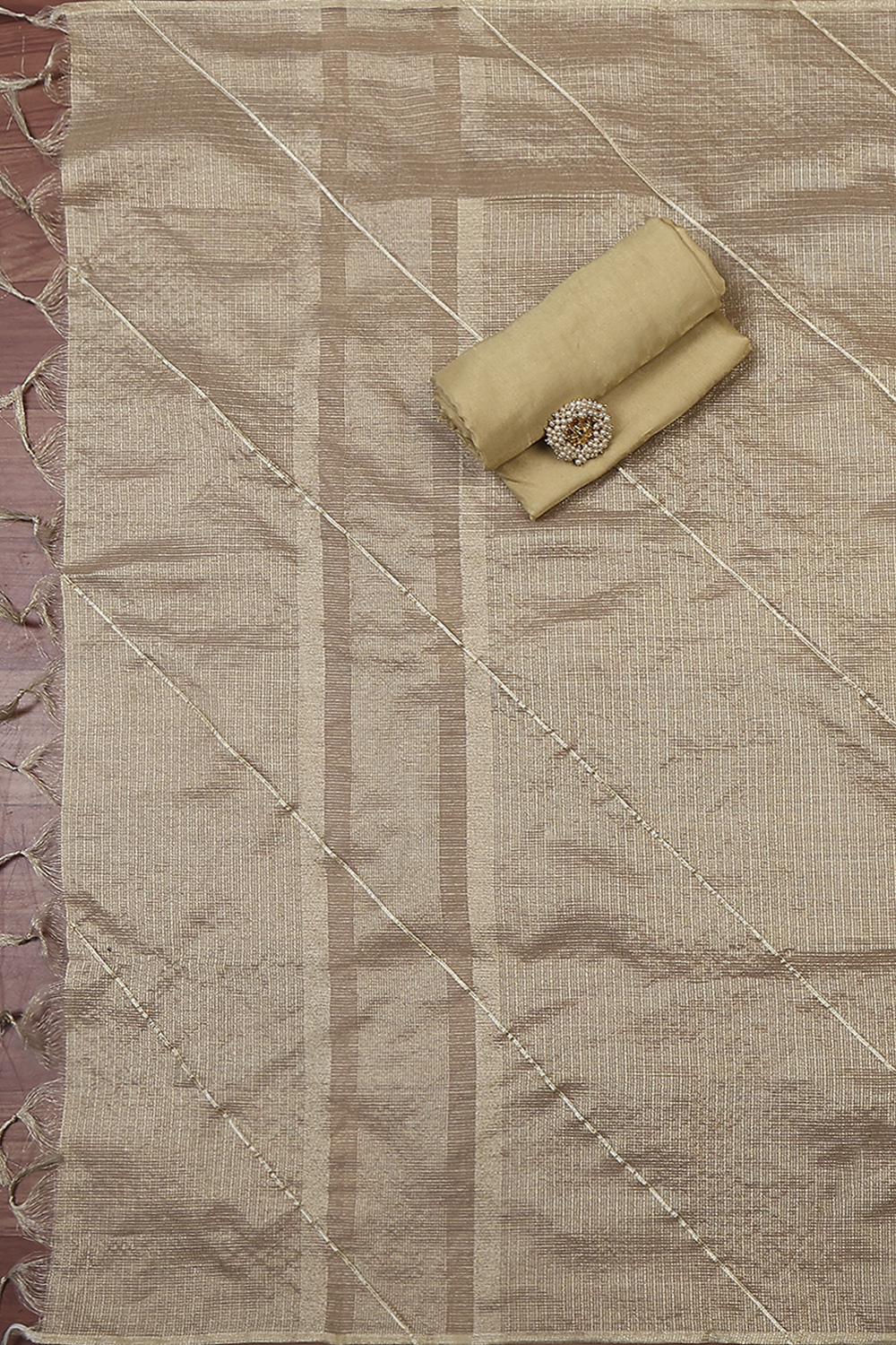 Peach-Toned Tissue Embroidered Unstitched Suit Set image number 3