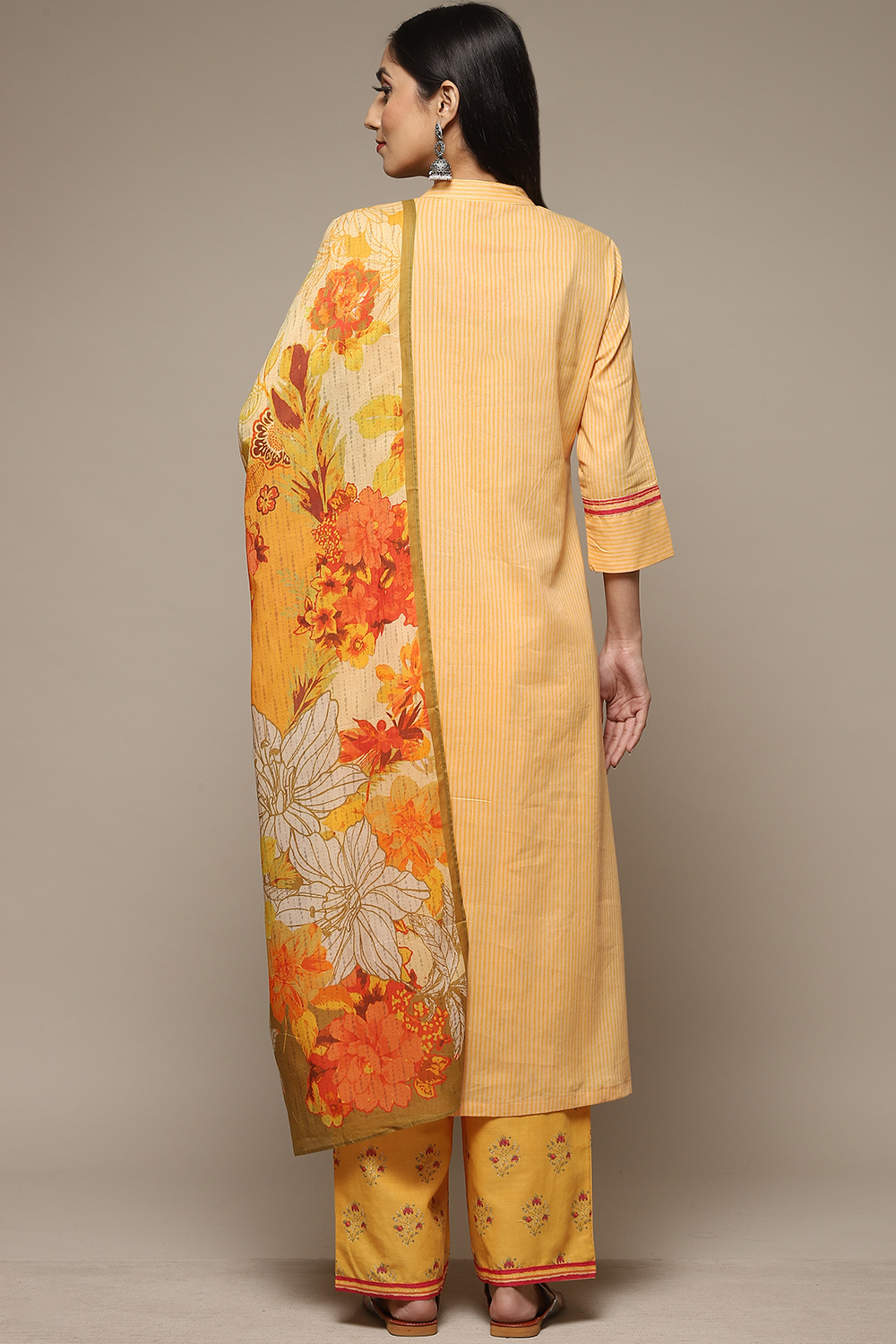 Teal Cotton A-Line Kurta Palazzo Suit Set image number 4
