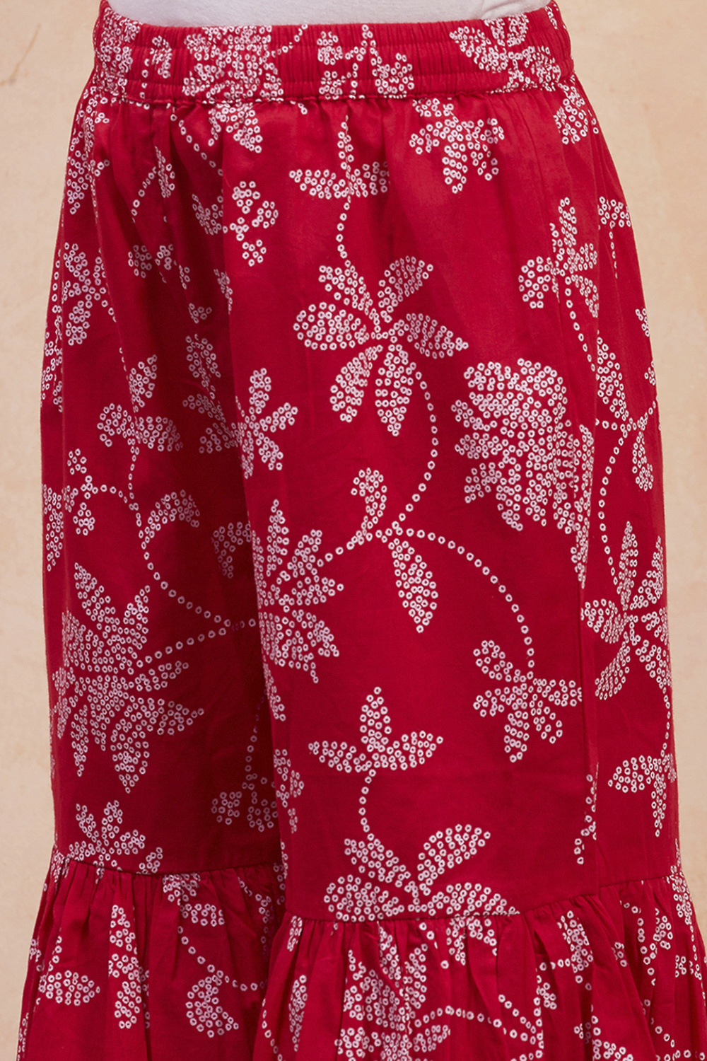 Orange Cotton Printed Tiered Kurta Set image number 2