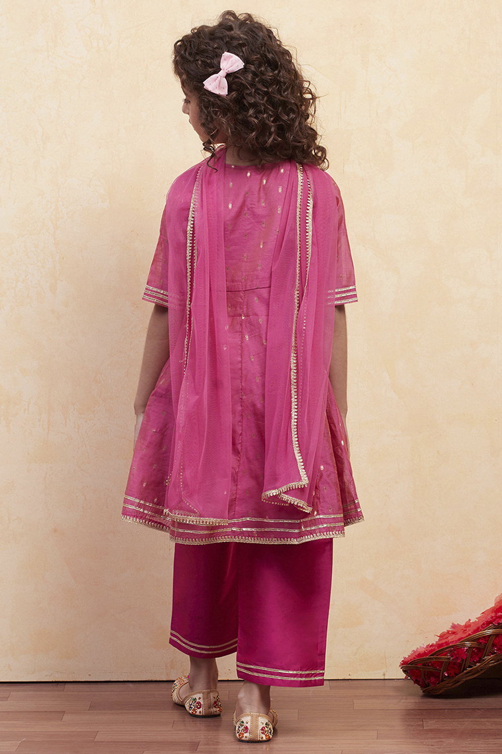 White Yarn Dyed Angrakha Anarkali Suit Set image number 4