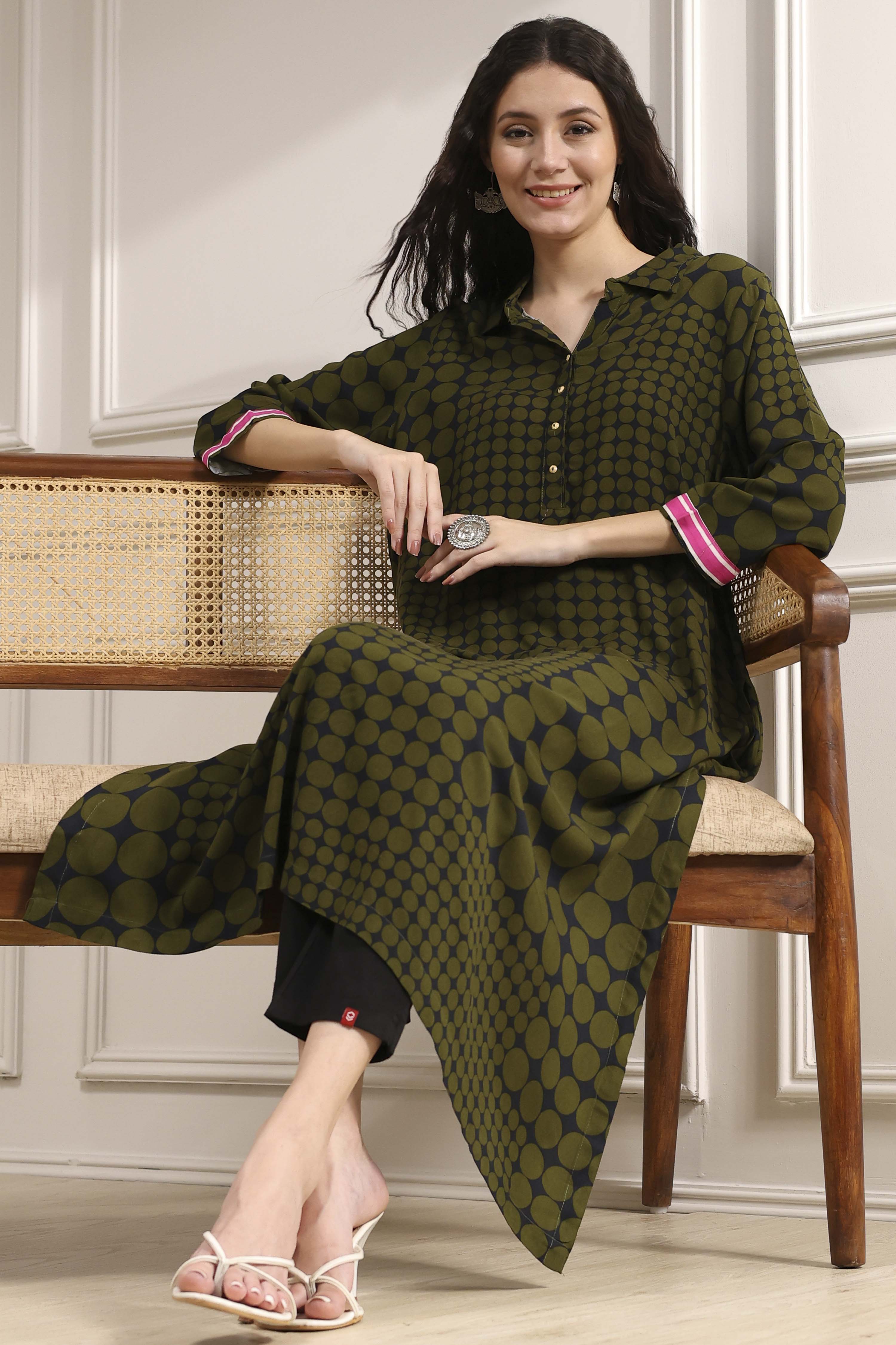 Indigo Blue Printed Straight Kurta image number 0