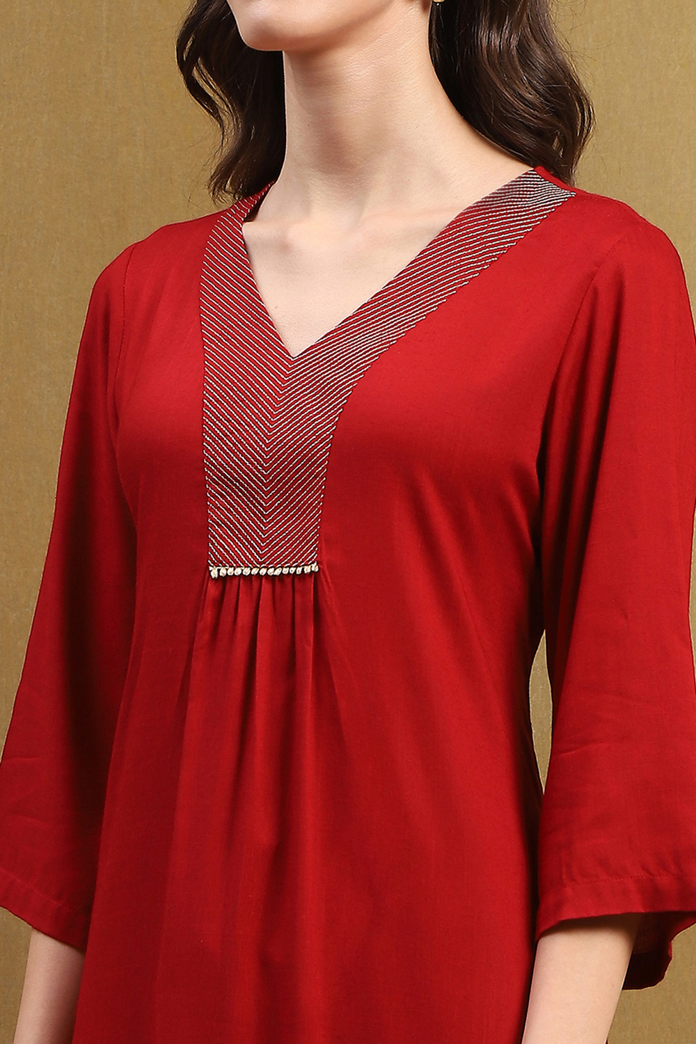 Black Solid Gathered Straight Kurta image number 1