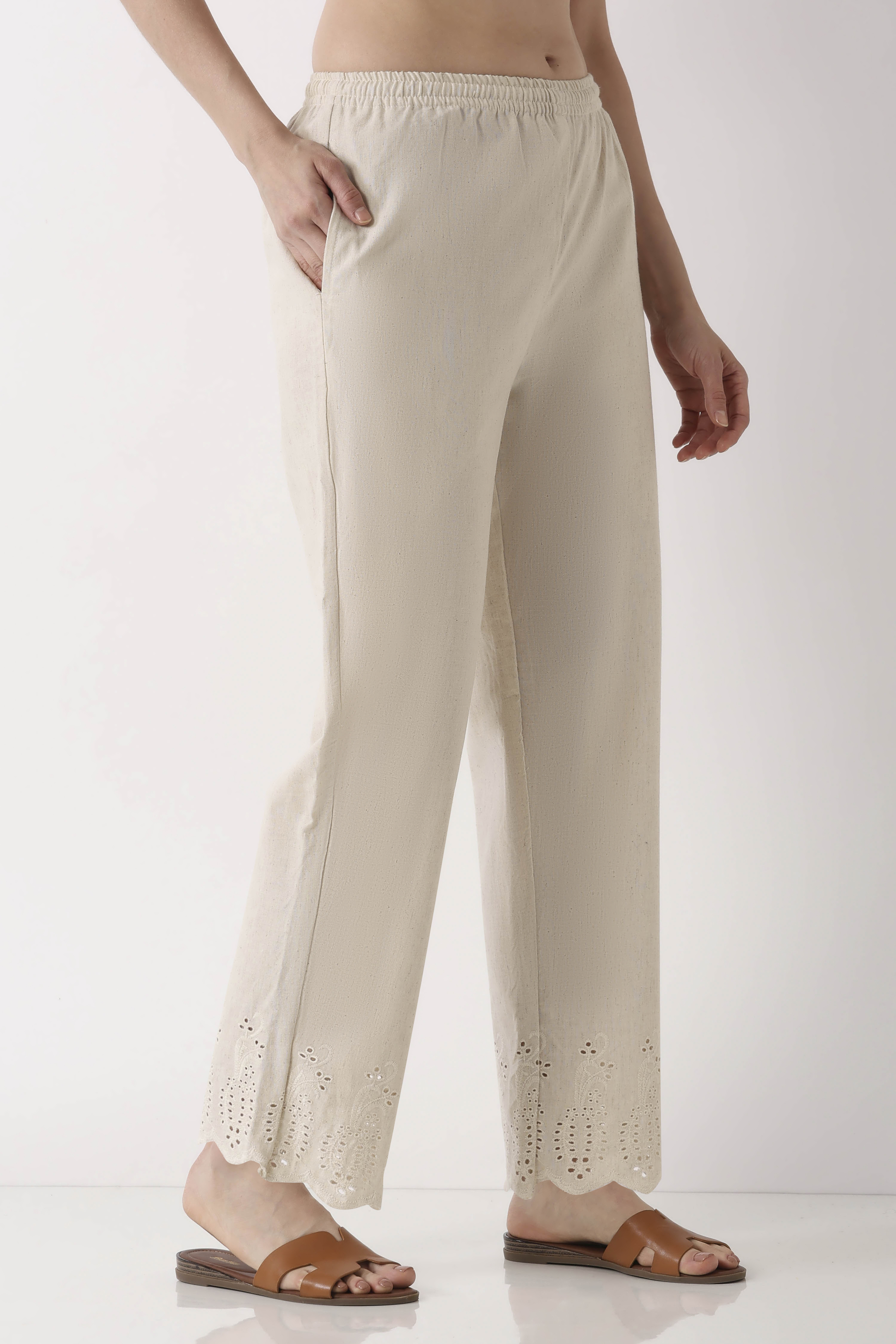 Black Cotton Blend Narrow Pant image number 3