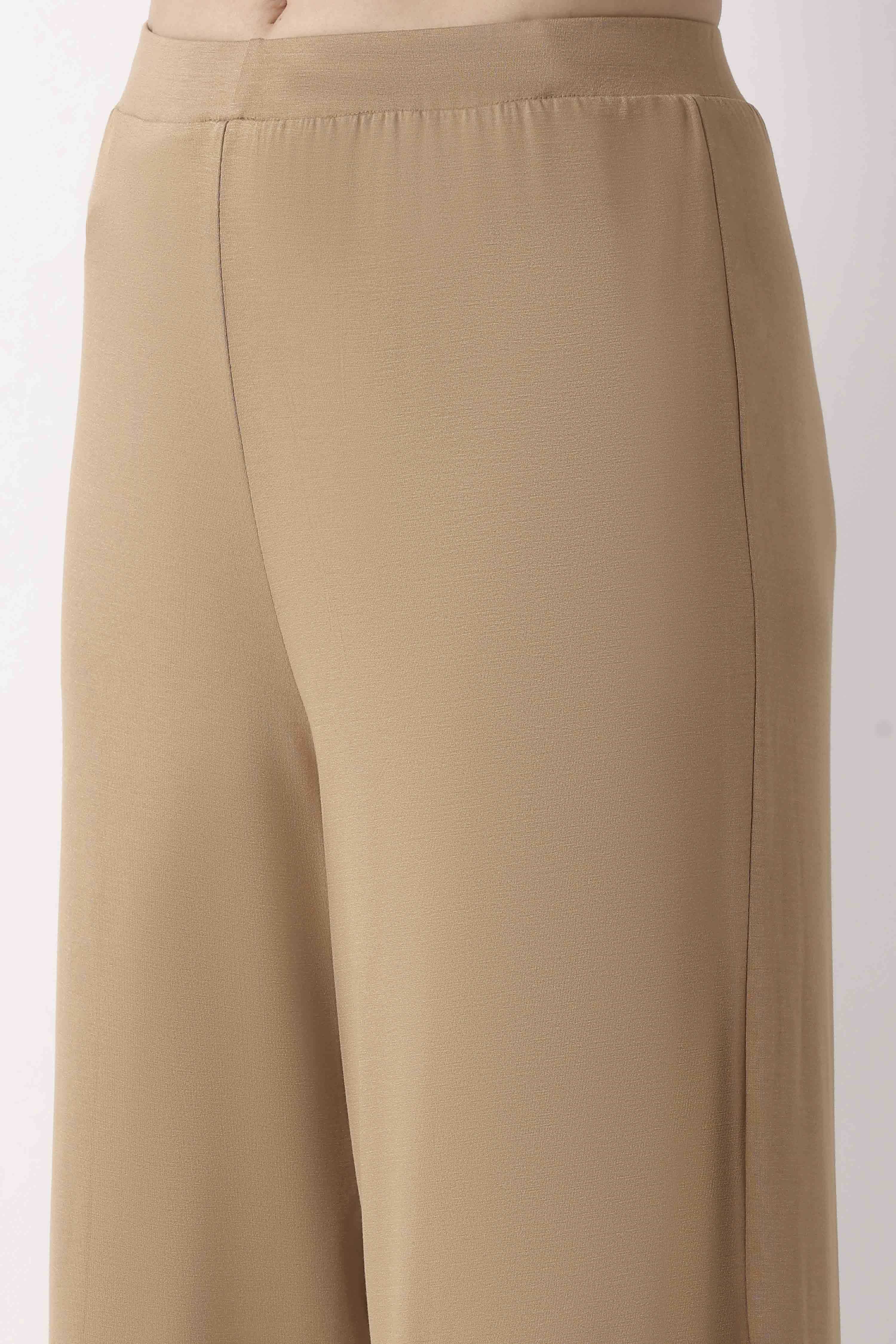 Black Viscose Lycra Relaxed Palazzos image number 1