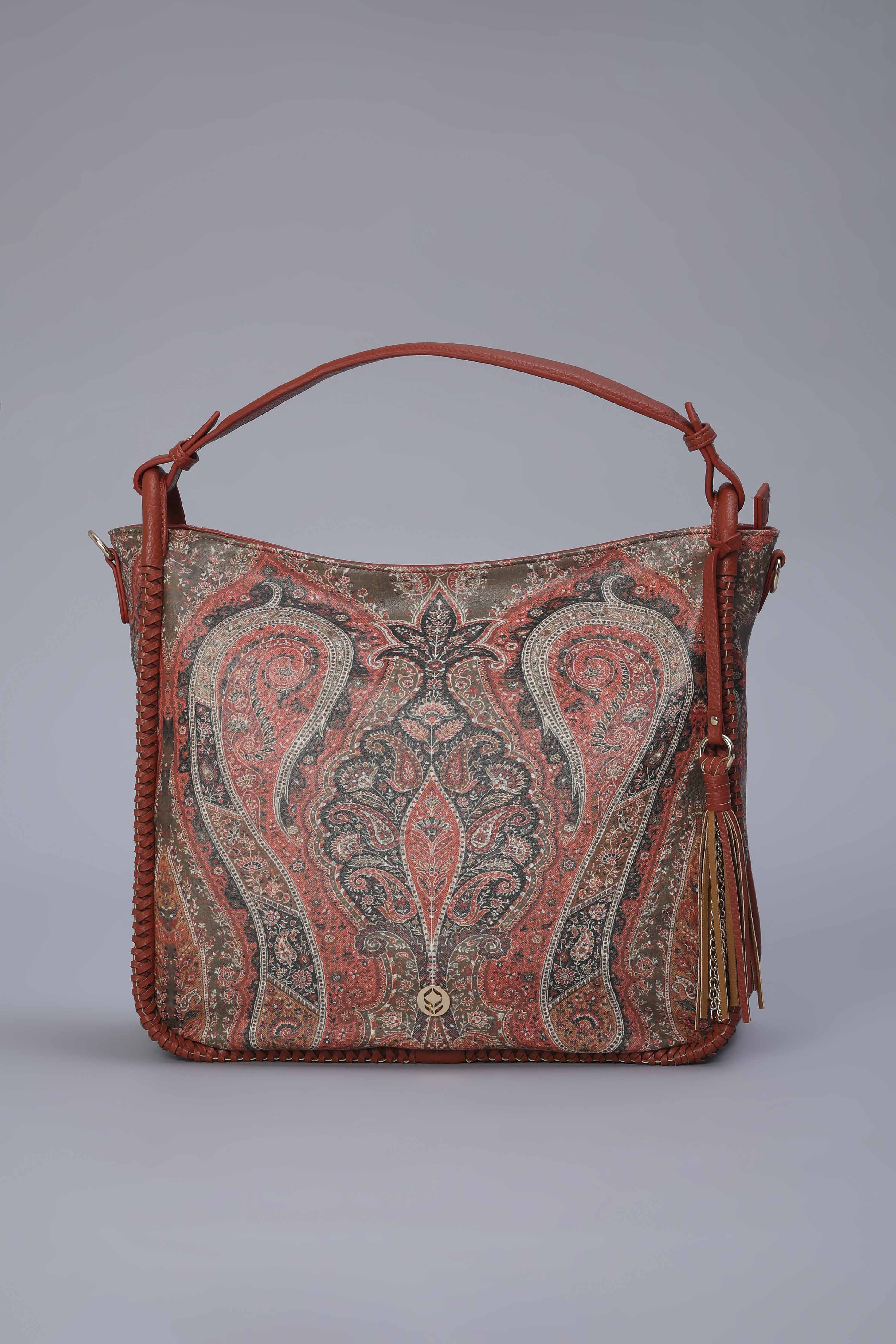 Tan Brown PU Structured Hobo Bag image number 2