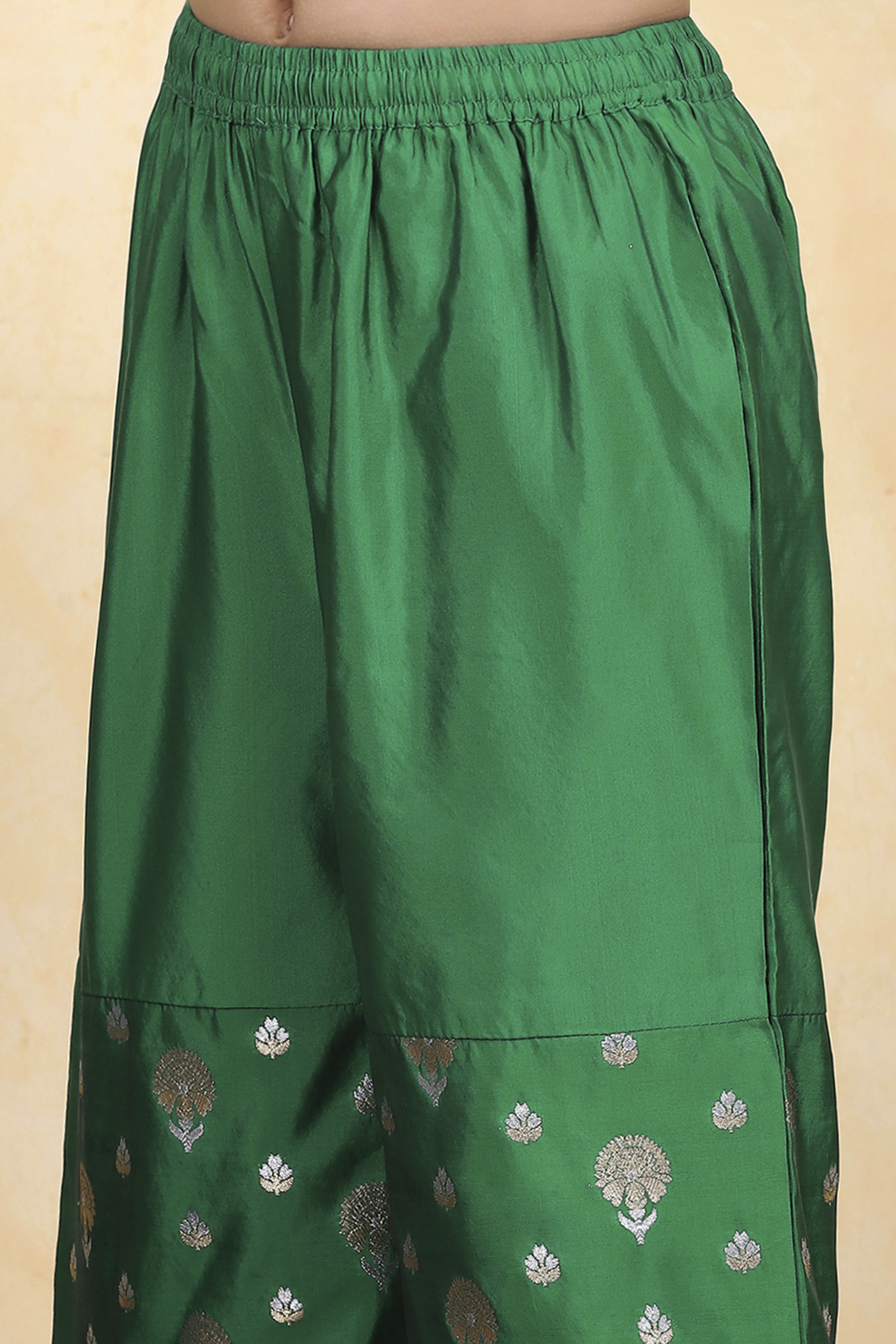 Green Art Silk Fitted Straight Co-ord Set image number 2