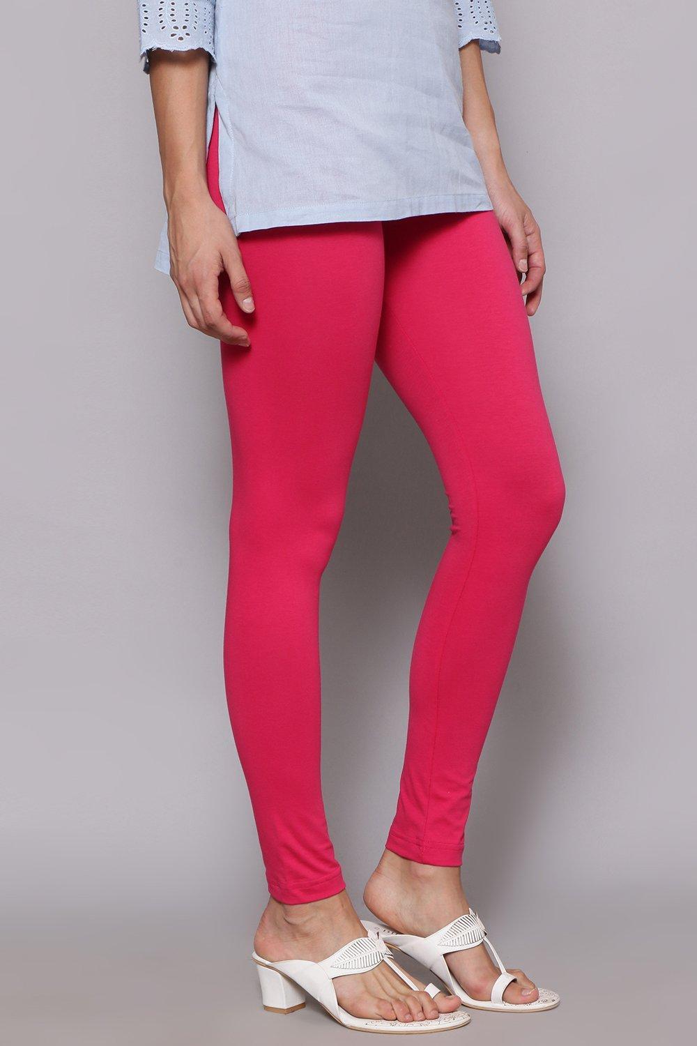 Black Cotton Blend Solid Leggings image number 3