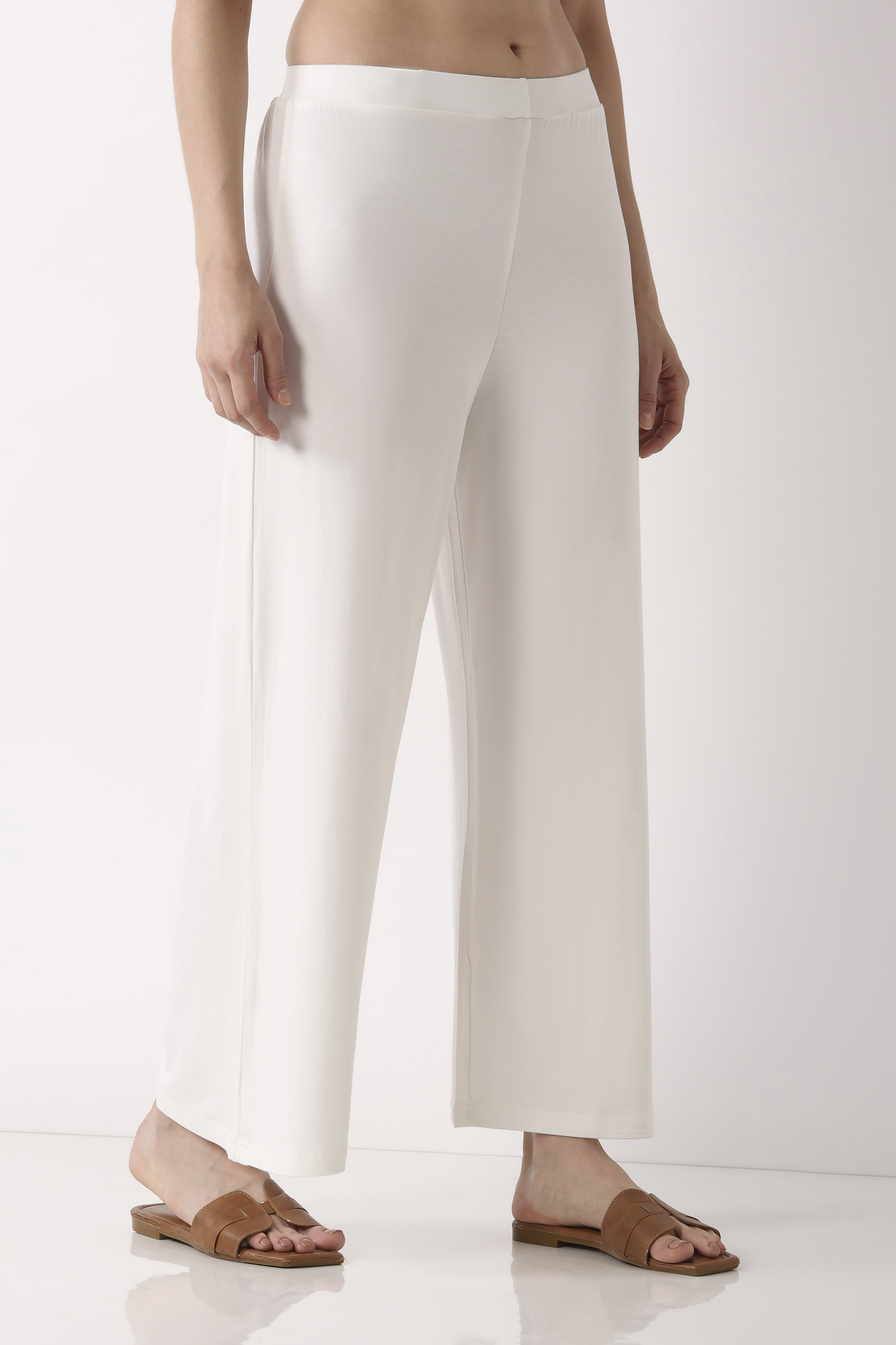 Black Viscose Lycra Relaxed Palazzos image number 3