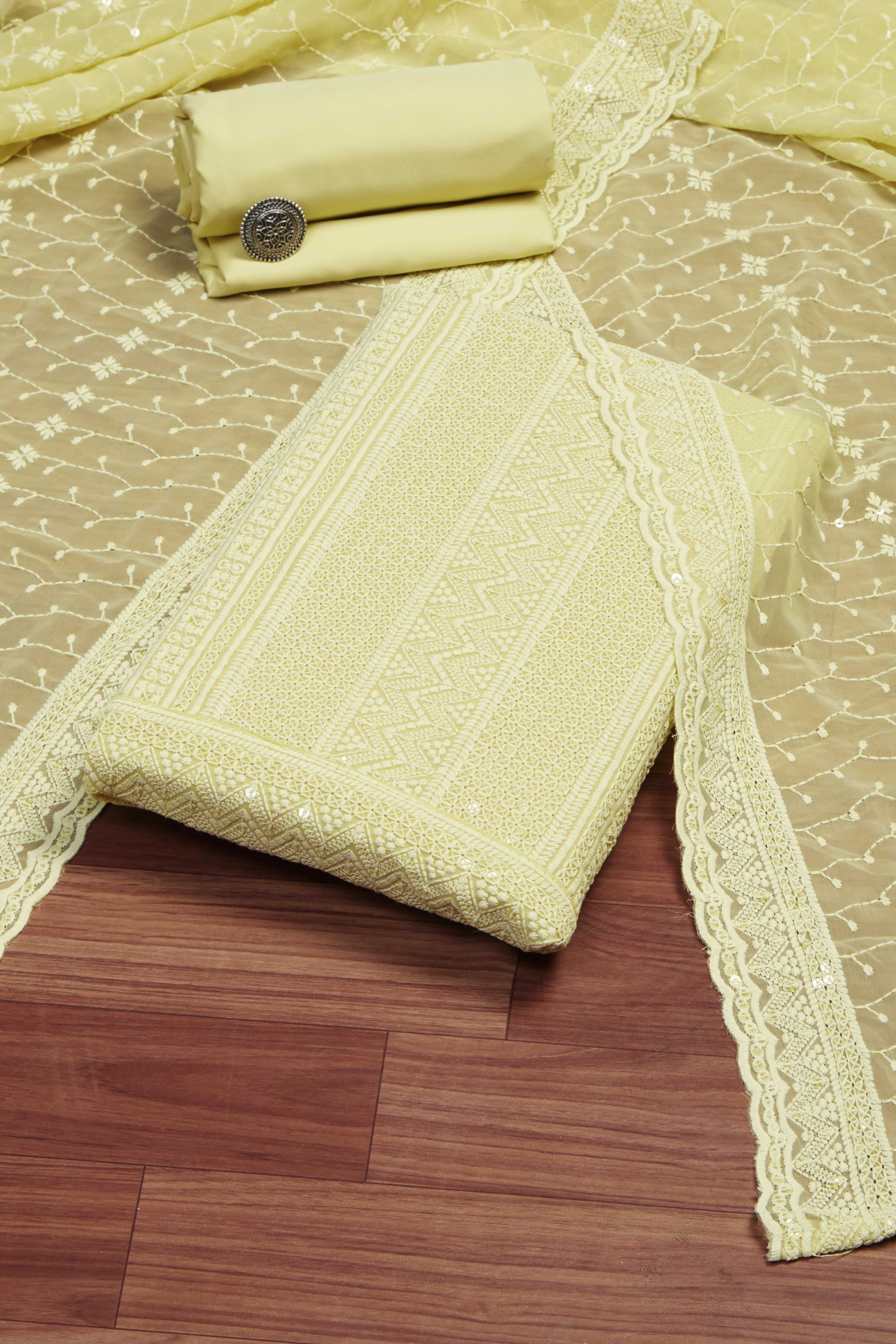 Pnk Georgette Unstitched Suit Set image number 0
