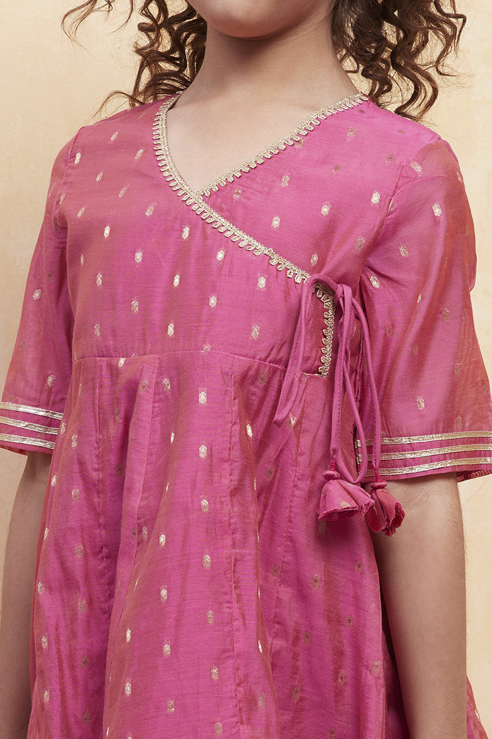 White Yarn Dyed Angrakha Anarkali Suit Set image number 1